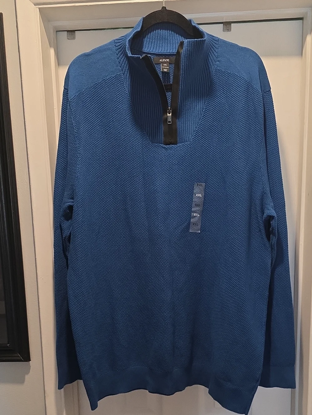 Alfani Men's Royal Blue Half-Zip Textured Sweater